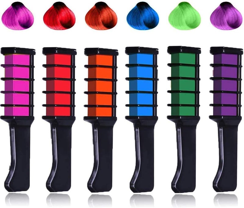 LAWOHO Hair Chalk Comb LAWOHO 6 Colors Temporary Hair Dye Marker Gifts for Girls Kids Adults for Halloween Christmas Birthday Party, Cosplay - Image 2
